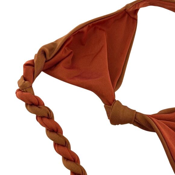 Something Navy Women's Orange Rust Twist Two Toned Bikini Top Size XS - Picture 5 of 8
